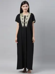 Bailey sells Black & Cream-Coloured Embroidered Cotton Nightdress