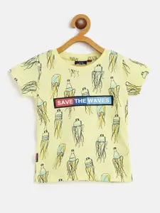 Gini and Jony Boys Yellow Printed T-shirt