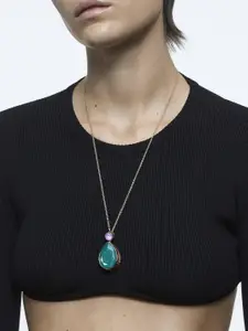 SWAROVSKI Women Gold-Plated & Green Orbita necklace