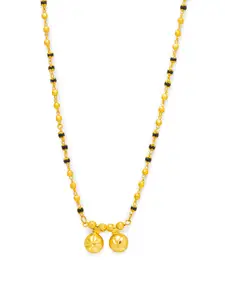 Digital Dress Room Black Gold-Plated Beaded Vati Pendant South Indian-Style Mangalsutra