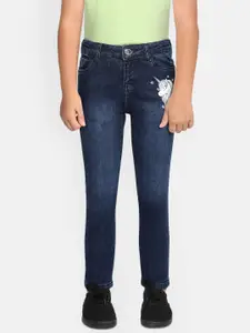 Gini and Jony Girls Navy Blue Slim Fit Light Fade Printed Jeans