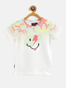 Gini and Jony Boys White & Red Printed T-shirt
