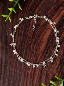 GIVA 925 Sterling Silver Anushka Sharma Silver Rose Gold Plated Queen's Anklet