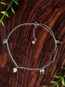 GIVA 925 Sterling Silver Rhodium Plated Adjustable Tiny Charm Anklet