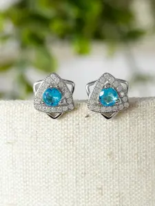 GIVA 925 Sterling Silver Rhodium Plated Aqua Blue Star Earrings
