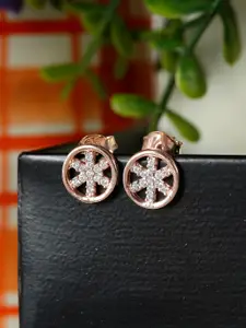 GIVA 925 Sterling Silver Rose Gold Plated Flower Circle Earrings