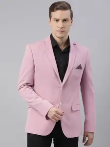 Theme Men Pink Solid Slim-Fit Single-Breasted Casual Blazer