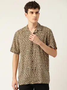 Hancock Men Beige & Black Relaxed Animal Print Casual Shirt