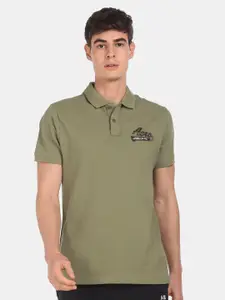 Aeropostale Men Green Solid Polo Collar T-shirt