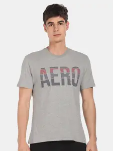 Aeropostale Men Grey Printed Round Neck T-shirt