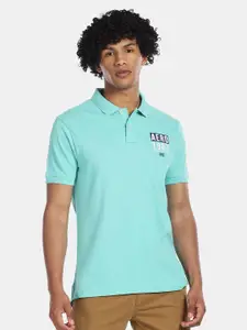 Aeropostale Men Blue Solid Polo Collar T-shirt
