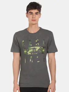 Aeropostale Men Charcoal Grey Printed Round Neck T-shirt