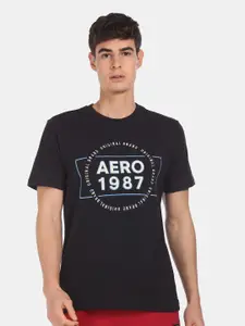 Aeropostale Men Black Printed Round Neck T-shirt