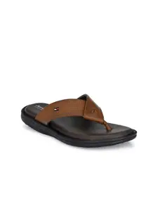 Ferraiolo Men Tan Brown & Black Comfort Sandals