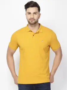 Blackberrys Men Mustard Yellow Slim Fit Solid Polo Collar T-shirt