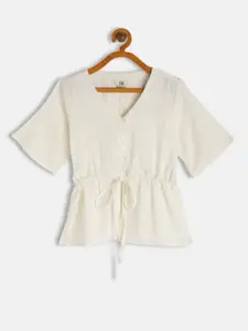 AND Girls White Pure Cotton Top
