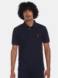 U.S. Polo Assn. Men Navy Blue Solid Polo Collar T-shirt