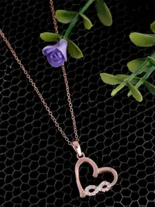 GIVA 925 Sterling Silver Rose Gold Plated Infinity Heart Pendant with Link Chain