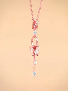 GIVA 925 Sterling Silver Rose Gold Plated Charming Butterfly Pendant with Box Chain