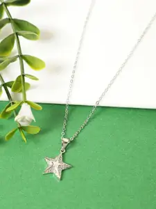 GIVA 925 Sterling Silver Rhodium Plated Shining Star Pendant with Link Chain