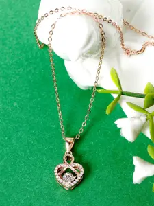 GIVA 925 Sterling Silver Swirling Stone Charming Heart Pendant with Link Chain
