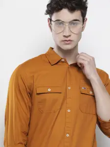 Tommy Hilfiger Men Rust Slim Fit Solid Pure Cotton Casual Shirt