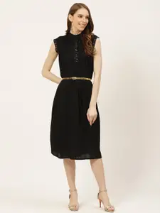 Off Label Women Black Solid A-Line Midi Dress