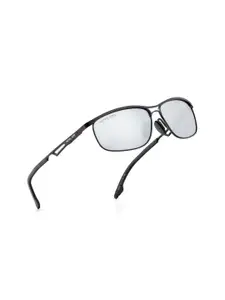 ROYAL SON Men Silver-Toned Mirrored Rectangle Polarized UV Protection Sunglass CHI00109-C4