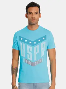 U.S. Polo Assn. Denim Co. Men Blue Printed Round Neck T-shirt