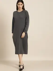 DILLINGER Charcoal Grey Midi Drop Shoulder Jumper Dress