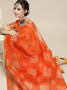 Saree mall Ethnic Motifs Linen Blend Saree with Woven Design border