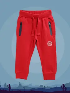 U.S. Polo Assn. Kids Boys Red Solid Pure Cotton Joggers