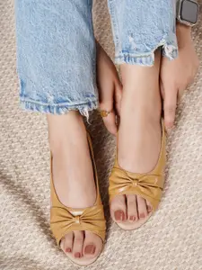 Shezone Women Beige Solid Open Toe Flats