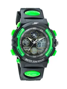 Sonata Men Black Analogue and Digital Watch 77116PP02W