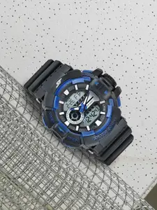 Sonata Men Black & Blue Analogue and Digital Watch