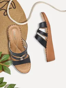 TRASE Women Beige Animal Textured Aria Open Toe Flats