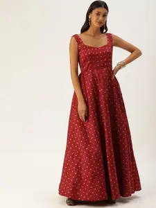 Ethnovog Maroon Made To Measure Ethnic Motifs Maxi Dress