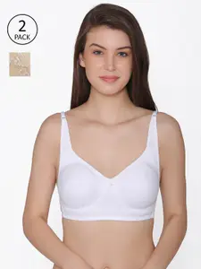 Clovia Pack of 2 Solid Non-Wired Cotton T-shirt Bras COMBRC73032B