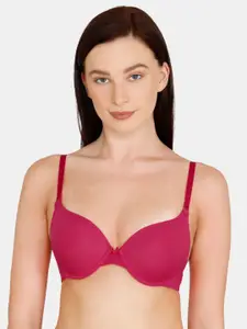 Zivame Red Solid Underwired Lightly Padded T-shirt Bra