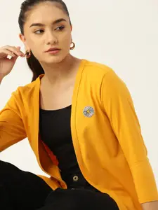 DressBerry Women Mustard Yellow Shrug With Applique Detail