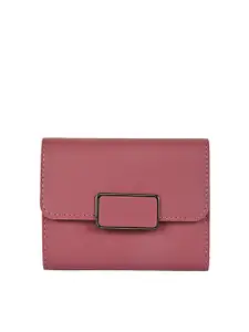 Apsis Women Pink Textured Three Fold Wallet