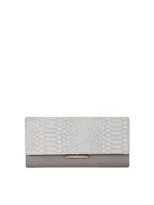 Apsis Women Grey & Gold-Toned Textured Three Fold Wallet
