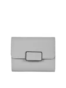 Apsis Women Grey Textured Three Fold Wallet