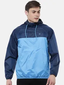 Wildcraft Men Blue Colourblocked Hooded HypaDry Rain Jacket