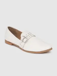Roadster Women Off-White Solid Loafers