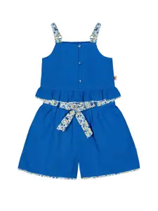 Budding Bees Girls Blue Solid Top with Shorts