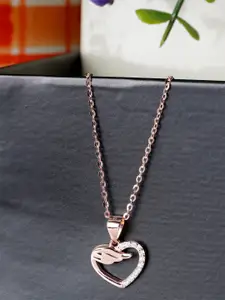 GIVA 925 Sterling Silver Rose Gold Plated Winged Heart Pendant with Link Chain