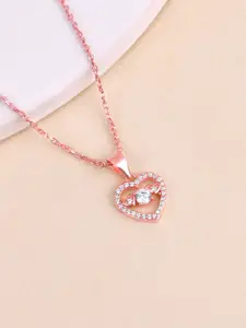 GIVA 925 Sterling Silver Rose Gold Plated Love Heart Pendant with Link Chain
