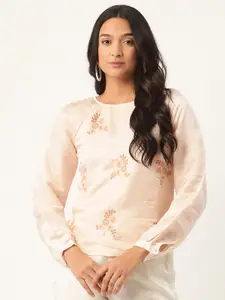 ROOTED Pink Floral Embroidered Regular Top