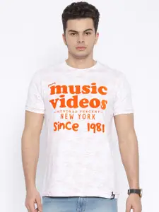 MTV White  Orange Printed Pure Cotton T-shirt